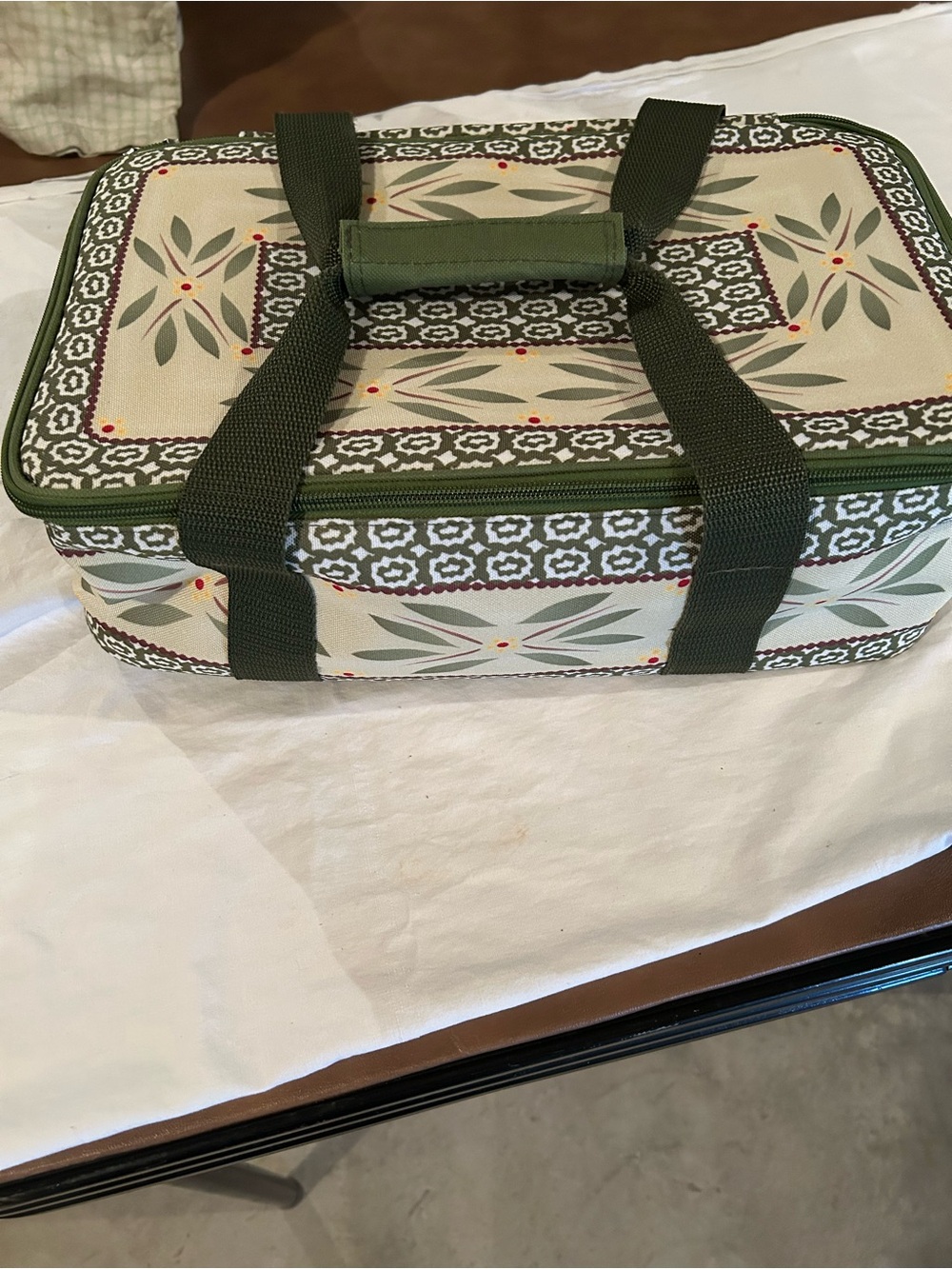 Temptations Patterned Olive Green Travel Insulated Case